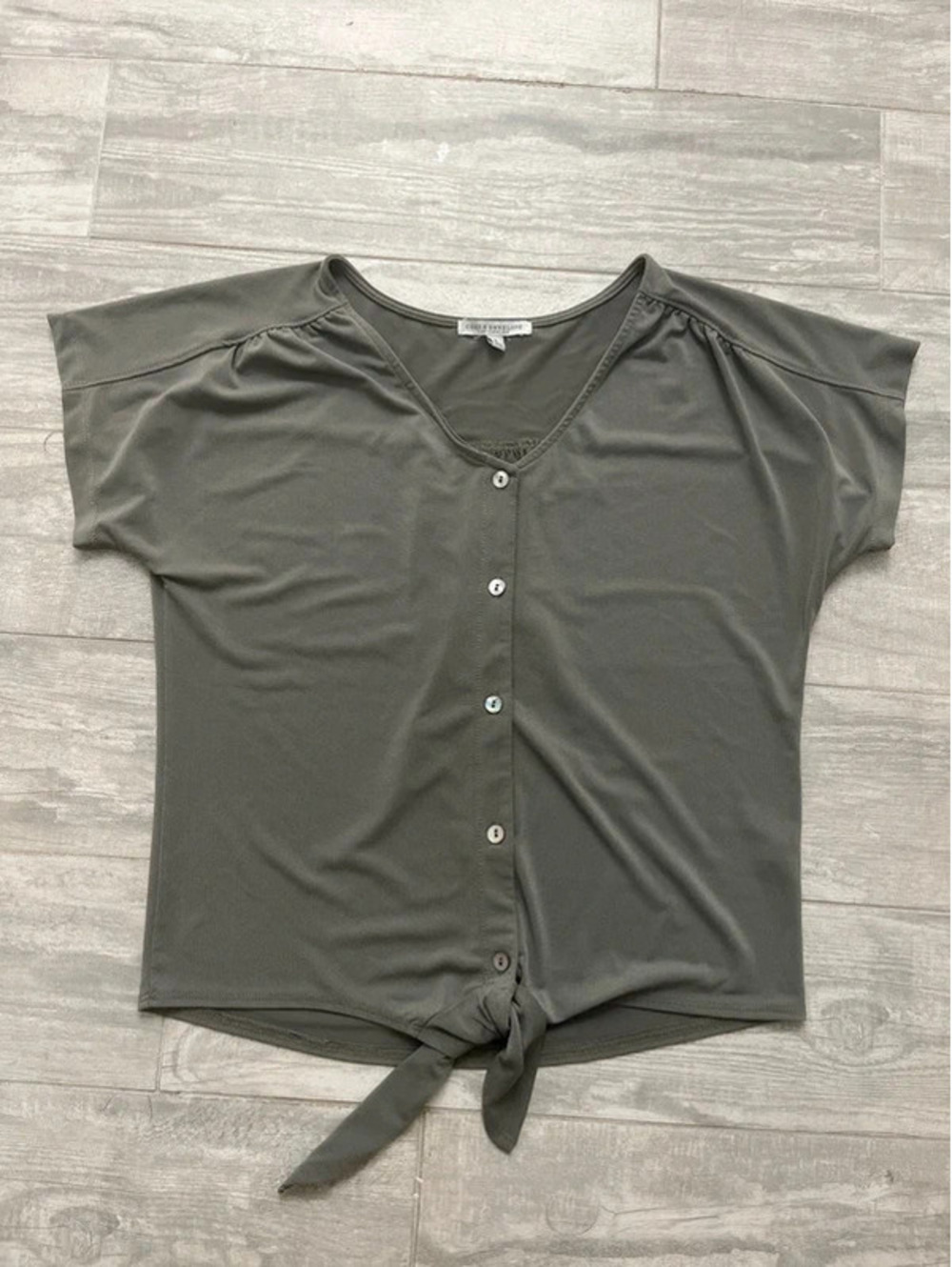 Green Envelope Army Green Top with Tie Waist